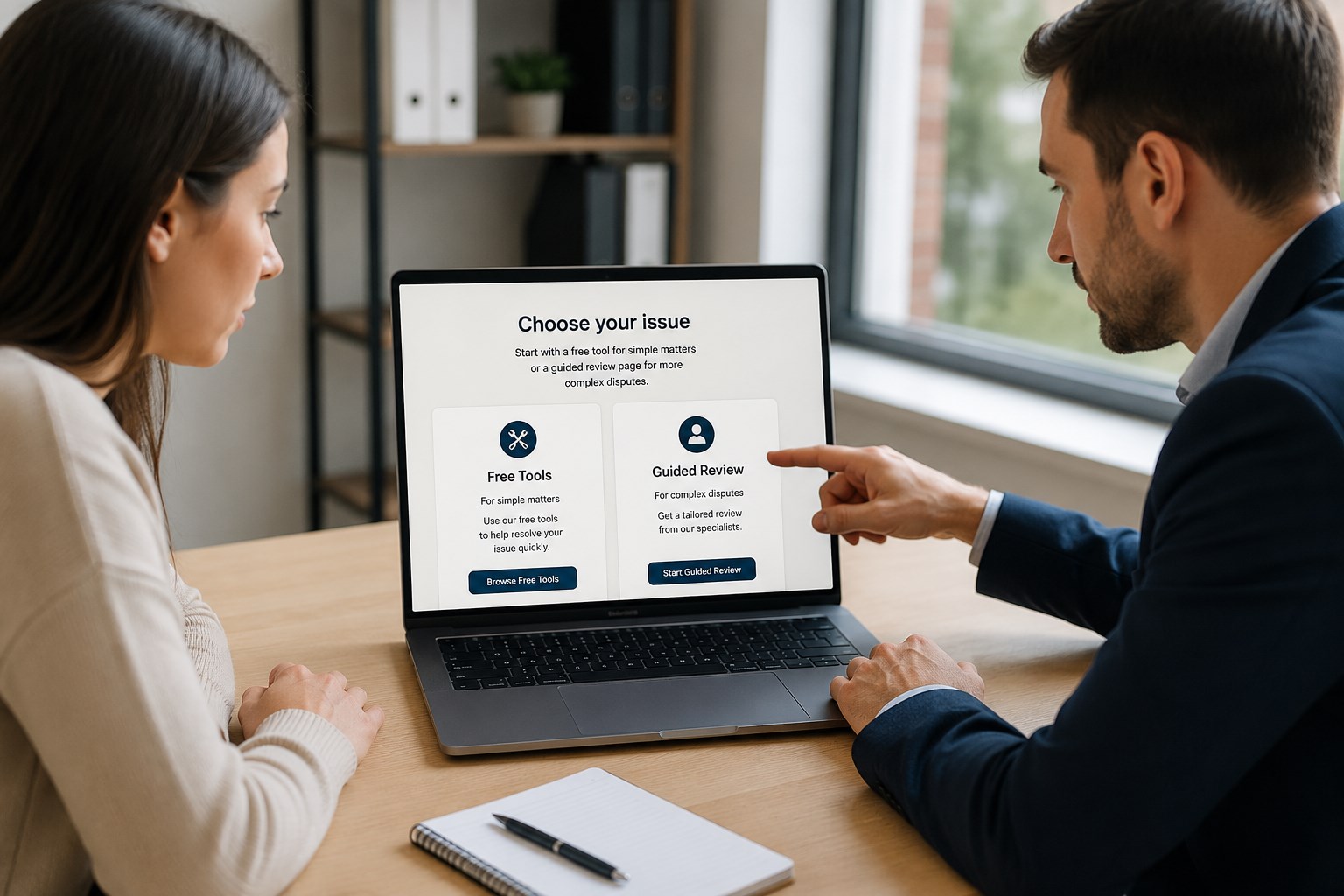 A consumer choosing between a free self-service tool and Guided Support